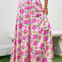 PRETTYGARDEN Women's 2025 Summer Flowy Wide Leg Palazzo Pants Dressy Casual Elastic High Waisted Pockets Boho Beach Trousers (Floral White Purple,Small) 