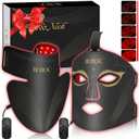 Red Light Therapy Mask Set, Five-Level Brightness Adjustment for Face and Neck, 630nm Infrared Light + 850nm Near-Infrared LED Therapy Phototherapy, Portable Mask with Power Storage, Black