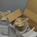 2 Pack 2 Liter/68 oz Square Glass Pitcher with Lid, Classic Stripes Water Pitchers with Handle for Fridge, Large Jug for Iced Tea, Coffee, Borosilicate Glass Carafe for Hot/Cold Brew Drink, Gold