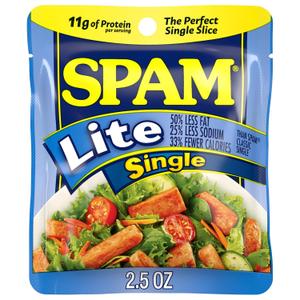 SPAM Lite Singles, Protein, Shelf Stable Food, 2.5oz Pouch x12, BBD  03/2028