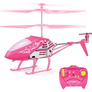 Bloolilies Remote Control Helicopter for Kids, Rc Helicopters for Girls 810 11 12 Birthday, 2.4GHz 3.5 Channel Rc Plane Helicopter Drone with LED Light for Beginner Indoor Pink