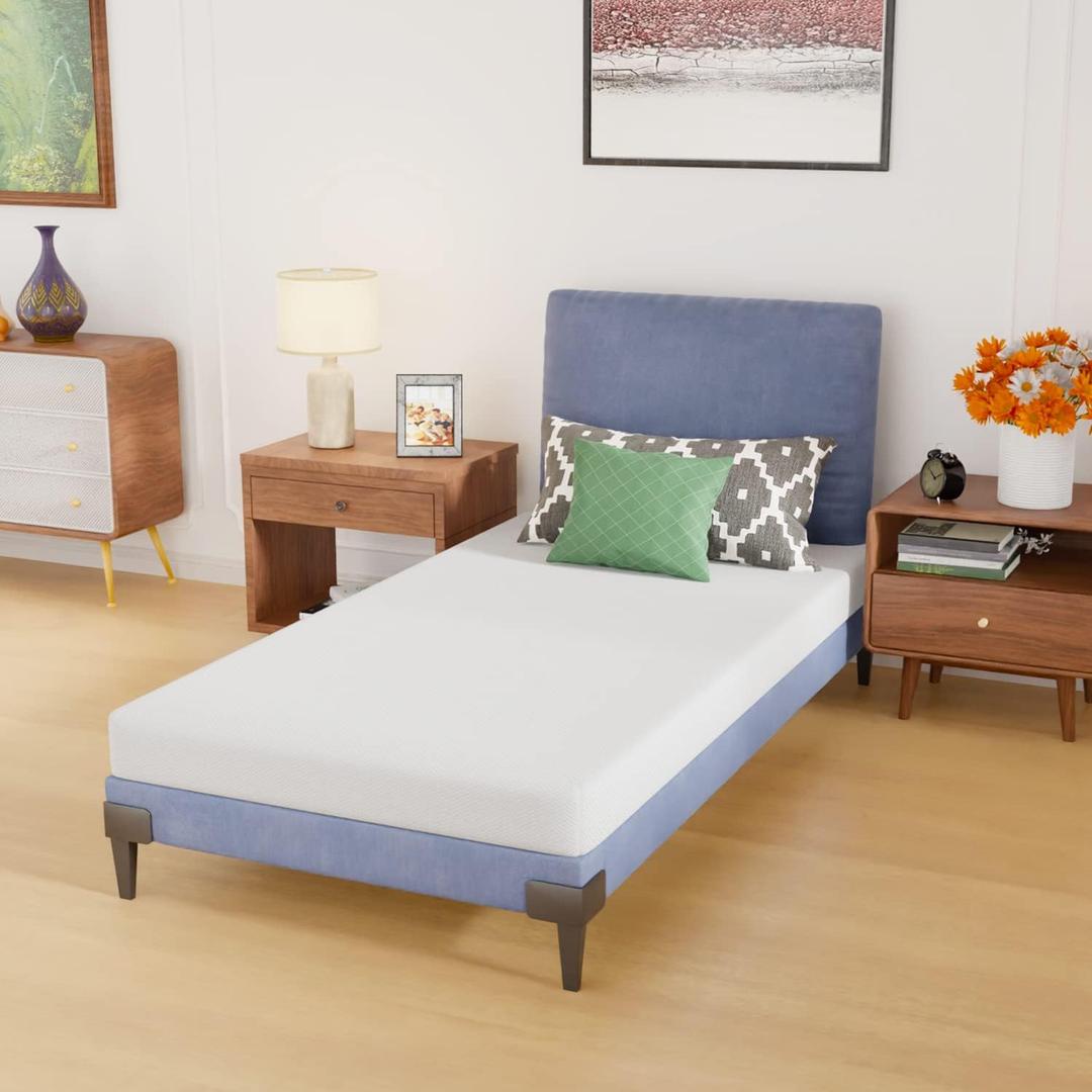 PayLessHere 5 Inch Gel Memory Foam Mattress Medium Firm Mattresses CertiPUR-US Certified Bed-in-a-Box Pressure Relieving Twin Size, Fiberglass FreeWhite