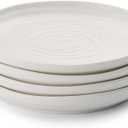 Portmeirion Sophie Conran Coupe Dessert Plates | Set of 4 | Elegant Porcelain Serving Plates | Appetizer or Salad Plates | Microwave, Oven, and Dishwasher Safe | White | 6.5