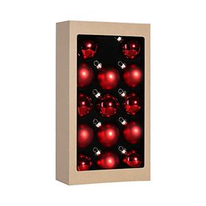 Suixing Christmas Glass Balls Multi Colors Included with Loop Set Festival Home Party Decors Xmas Tree Hanging Pendant 14PC 2.2In Wine Red