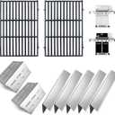 Replacement Kit for Weber Genesis Parts 300 Series with Front Control Knob 7524 Cooking Grates 65505 Heat Deflectors 7620 Flavorizer Bars for Weber E-310 E-320 E-330 S-310 S320 S-330 EP-310