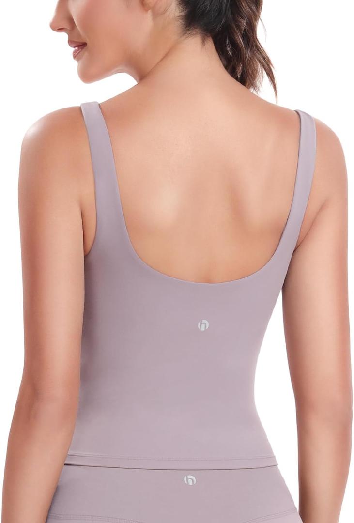 HeyNuts Zeal Bra Longline Classic U Back Medium Impact Wirefree Sports Bras, Workout Tank Tops with Removable Pads (Pink, S)