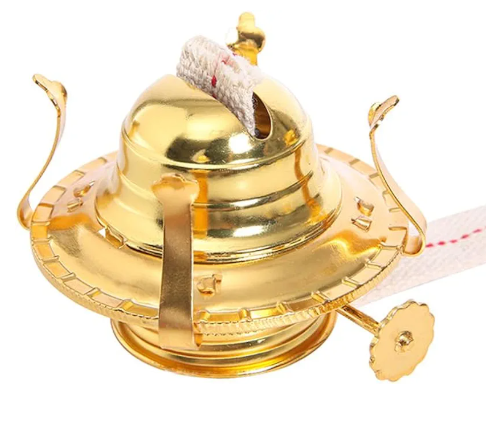 BRBASAP Antique Oil Lamp Replacement Parts and Kerosene Lamp #2 Size Brass Plated Burner with Reduction Collar and Cotton Lamp Wick Fits Vintage Oil Lamp Hold 3 Inch Base Chimney Authentic Restoration, 3 Pcs