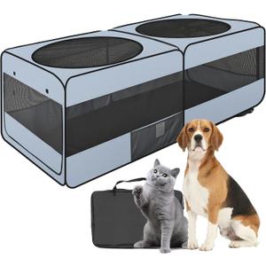 2-in-1 Dog Playpen, 73''Pop Up Cat Puppy Pet Playpen Indoor/Outdoor Cats Enclosed, Cat Dog Tent Crate Cage Kennel, Portable Playpen for Kitten, Small Animals Play Pen(No Divider, Unified Space)