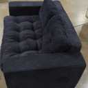 MAXYOYO Bean Bag Chair for Adults, Upholstered Floor Sofa with Armrests, Loveseat Boneless Couch with Tufted Cushion & Backrest, Sofa in A Box, Large Bean Bag Couch for Bedroom Living Room, Black