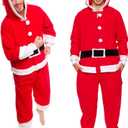 Funziez! Slim Christmas Adult Onesie - Fun Holiday Costume - Santa Clause and Reindeer One Piece for Adults, Women and Men XL