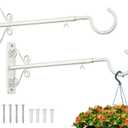 BOLITE Bird Feeder Hanger(16 to 24 Inch), Adjustable Hanging Plant Bracket, Wall Hooks for Hanging Bird Feeders, Planters, Lanterns, Wind Chimes, String Lights, 2 Pack, White