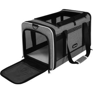 Cat Carrier 18x11x11 Top Load Soft Pet Travel Bag Over 15 lbs, Collapsible Small Dog Puppy Crate 10 Pounds, Small Animal Rabbit Kennel Carrying Case, Kitten Mesh Cage Medium Cat Under 25 Grey