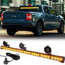 Traffic Advisor Light Bar 35'' 32 LED Emergency Strobe 21 Flash Patterns Directional Safety Warning Lights Suction Cups Cigar Lighter on Trucks Police Cars Construction Vehicles， Amber