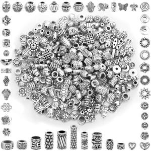 350 Pcs Silver Spacer Beads for Jewelry Making, Mixed Bulk Random Styles Metal Beads for Bracelets, Necklace, Earring Jewelry Making