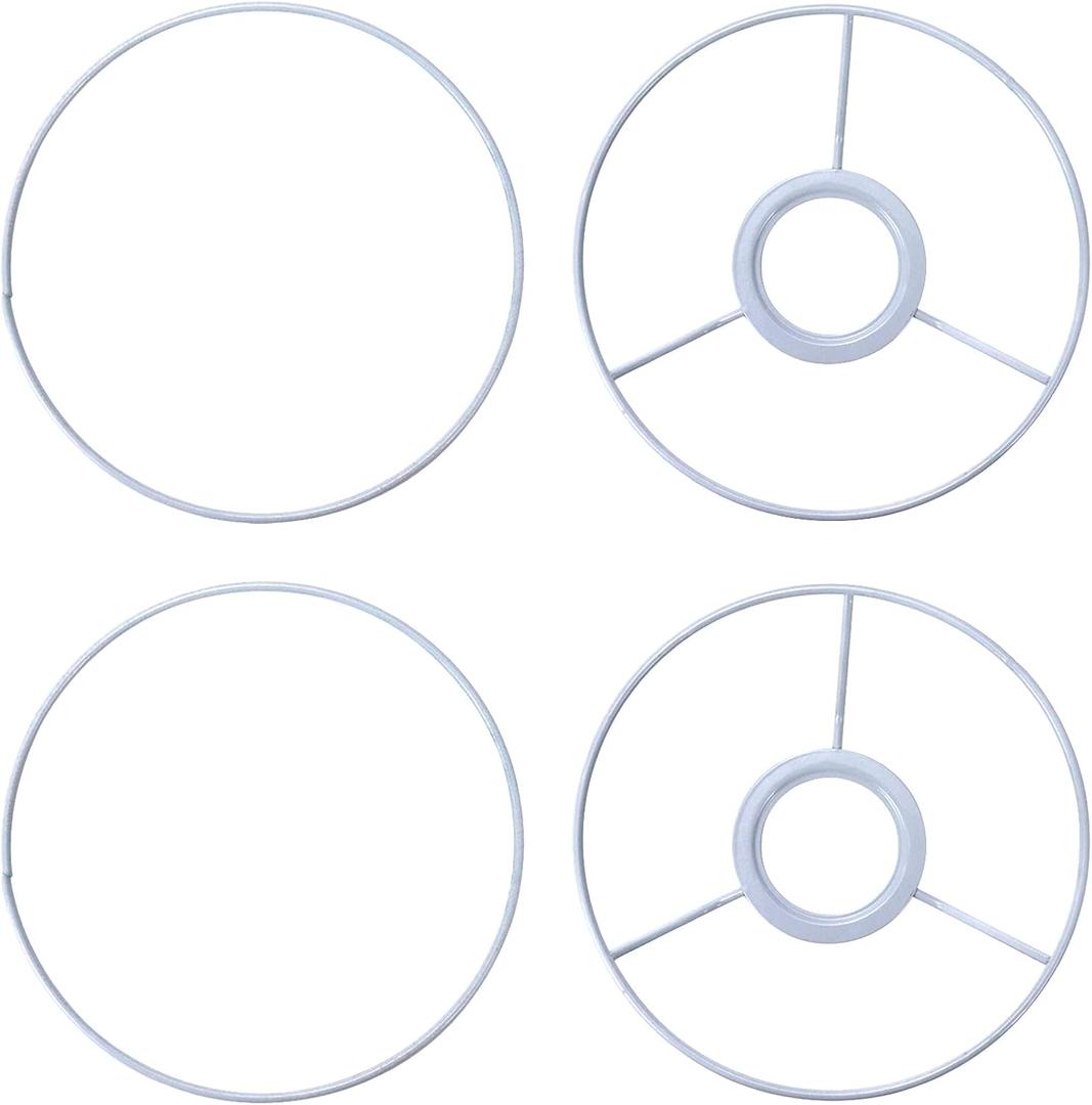 KUMGROT Lamp Shade Ring Set Strong Iron White Lamp Shade Adapter Ring Holder for Desk Wall Lamps Frames European Style 5.9 Inch Diameter 2 Pcs