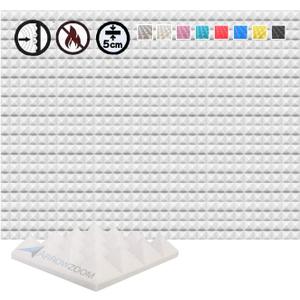 Arrowzoom 48 Pieces of 10x10x2 in Pyramid Pearl White Acoustic Home Studio Soundproof Treatment Accessories Foam Wall Panel Tiles SD1034 (Pearl White)