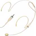 Headset Microphone Headworn Mic Compatible with Sennheiser | Double Over Ear Earset Hanging Condenser Omnidirectional Mic for Wireless Bodypack Transmitter System 3.5mm Female Screw Plug