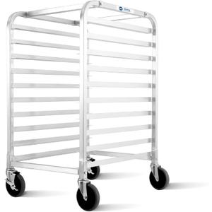 BIEAMA 10-Tier Sheet Pan Rack, NSF Bun Pan Rack, Aluminum Bakery Rack, Home Commercial Kitchen Bakery Cooling, 4 Wheels