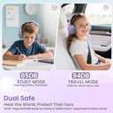 acer USB-C Kids Headphones - 85/94dB Safe Volume Limited, Foldable Wired Over Ear Headphones for Travel, Toddler Headphones for School, Travel, iPad, Tablet, Purple Green, HK03C