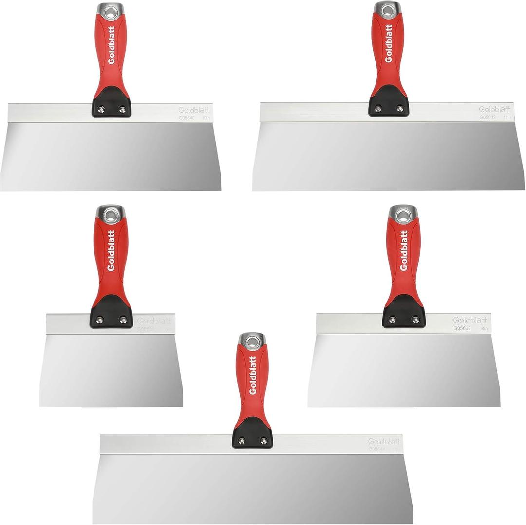 Goldblatt Drywall Knife Set, 5-Pieces Stainless Steel Taping Knives - Includes- 6'', 8'', 10'', 12'', 14'' Tools, Perfect for Drywall Joint Taping, Finishing & Patching
