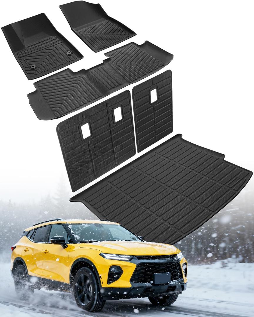 BAMACAR Floor Mats Backrest Cargo Liner for Chevy Blazer 2019-2025 Gas Only (Not EV Not Trailblazer) Car Accessories, All Weather Rubber Carpet for Chevrolet Base/L/LS/LT 2024 2023 2022 2021 2020
