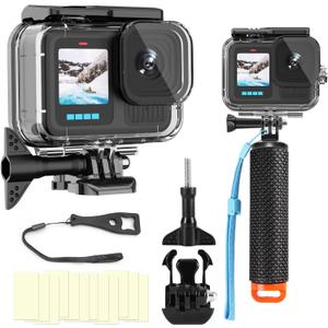 BO&DQQ Compatible for Go Pro Hero 13 12 11 10 9 Black Waterproof Housing Case 60M/196FT Protective Underwater Diving Case Shell with Cameras Handle Mount Accessories Kit