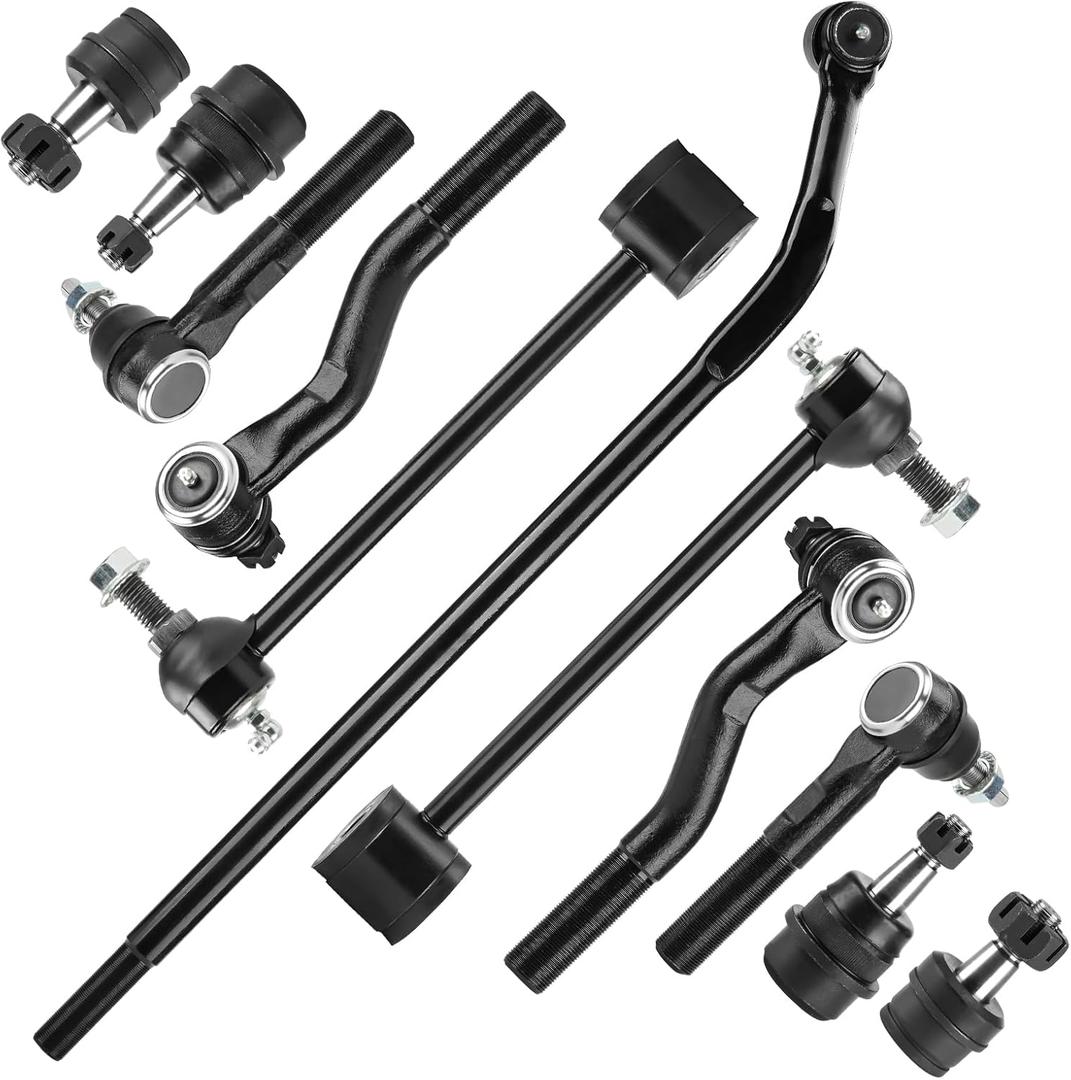 4 Ball Joints+2 Rear Sway Bars+3 Front and Rear Tie Rods+1 Pitman Arm Front Suspension Kit for 2007-2017 Wrangler, 2018 Wrangler JK