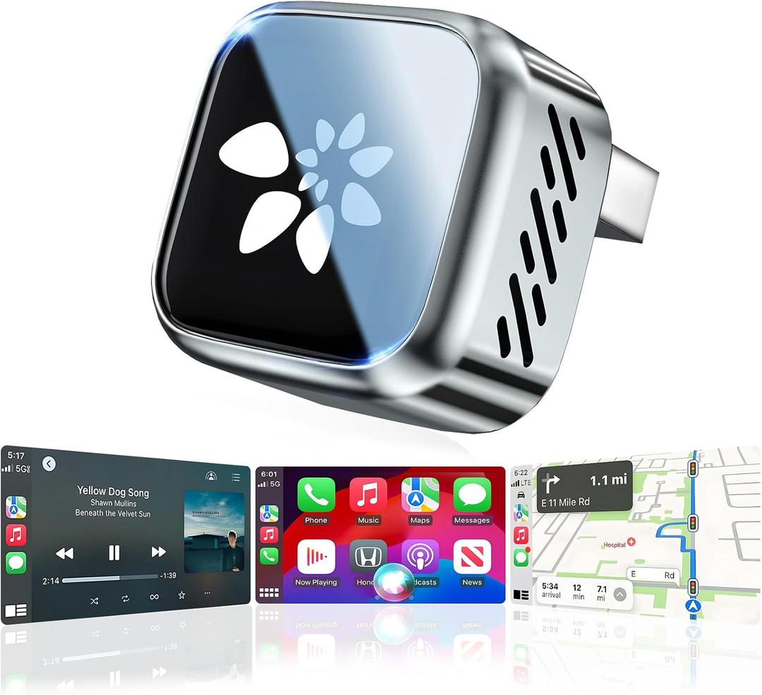 2026 Upgraded Wireless CarPlay Adapter, 2-in-1 Mini CarPlay Adapter for iPhone & Android, 3 Second Auto Stable Connection with Zero Latency, Plug & Play for 2016+ Cars with USB-A/USB-C Ports