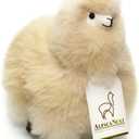 Llama Stuffed Animal  9 inch. Cute, Soft and Cuddly Alpaca Plush Toy Handcrafted on Real Alpaka Natural Fur (9 inches, Beige)