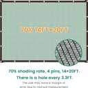 70% 14 X 20 FT Green Shade Cloth, Outdoor Woven Sun Shade with Grommets, Durable Breathable Netting Shading Antifreezing for Patio, Garden, DIY Home, Plants Cover, Greenhouse, Dog Kennel