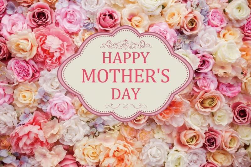 Canessioa 10x8ft Happy Mother's Day Backdrop Love Heart Photography Background Floral Mothers Day Birthday Photography Background for Mother's Day Photo Booth Props