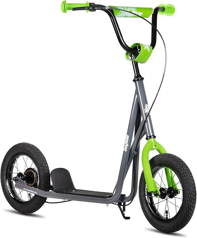 JOYSTAR Kick Scooter for Ages 5-9 Years Old Boys Girls, 12 Inch Big Wheels Scooters for Kids, Teens and Adults, Rear Brake and Adjustable Handlebar, Kids Scooter, Gray 