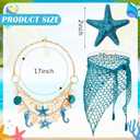 4 Pcs Halloween Mermaid Costume for Women Mermaid Outfit Crochet Skirt Cover up Accessories Set for Cosplay Party (Blue)