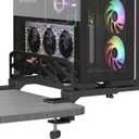 Pholiten Clamp-on Desk Extender PC Desk Mount HolderUniversal PC Wall Mount,7.28 to11.8 inch Wide Gaming Computer Case StandCapacity Weight 66lbs