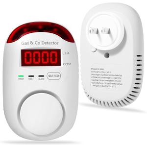 Combination Gas & Carbon Monoxide Detectors Plug in, 2-in-1 Natural Gas Detector & Carbon Monoxide Alarm, CO Detector Alarm & Propane, Methane, Explosive Gas Detector for Home,RV,Easy to Install