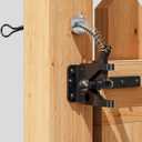 skysen Self Locking Fence Gate Latch Carbon Steel Black/Lock Post Mount with Stainless Steel Spring Cable Pull(JLXSDS-1)