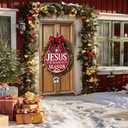 Merry Christmas Door Cover 35x71 Inch Front Porch Door Banners Decoration Winter Jesus Reason Season Banner for Sign Background Party Indoor Decor