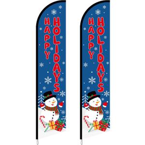 Boao 2 Set Happy Holidays Feather Flag 12 ft Outdoor Advertising Display Sign Christmas Themed Banner Sign for Business and Marketing for Xmas Outdoor Advertising (Hardware Not Included)