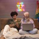 Good Things Are Coming Neon Sign Dimmable LED Signs for Wall Decor USB Neon Lights Positive Word Neon Light Up Signs for Bedroom Home Bar Office Study Room Wedding Birthday Party Teens Girls Gifts