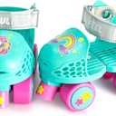SULIFEEL Kids Adjustable Quad Roller Skates,Toddler Beginner Roller Skates for Girls and Boys Age 2-5 Years Old (Unicorn Green)