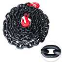G80 Binder/Safety Chain 3/8 Inch x 20 Foot Transport Binder Chain with Clevis Grab Hooks 7,100 lbs Safe Working Load Logging Chain for Transporting Towing Tie Down Binding Equipment