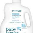 ATTITUDE Baby Laundry Detergent Liquid, EWG Verified, Safe for Baby Clothes, Infant and Newborn, Naturally Derived, HE Compatible, Soothing Chamomile, 80 Loads, 67.6 Fl Oz