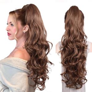 Clip on Ponytails for Women - 26 Inch Long Ponytail Extension, Wavy Pony Tails Hair Extensions, Synthetic Hair Extensions Ponytail, Clip in Ponytail (Color: Medium Brown Mixed Honey Blonde)