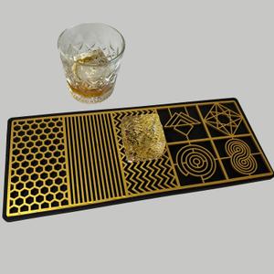 Clear Ice Cube Stamp Tray - Craft Stylish Cocktail & Bourbon Ice Stamps in 5 seconds - Ice Mold Ice Cube Stamp for cocktails - Bartender Accessories - (Geometrical Pattern)