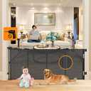 80 No Drill Baby Gate with Support Rod to Prevent Bottom Escape Retractable Pet Gates for Doorways No Drilling Mesh Baby Gates Extra Wide Retractable Dog Gate for Stairs No Drilling Child Safety Gate (Black)