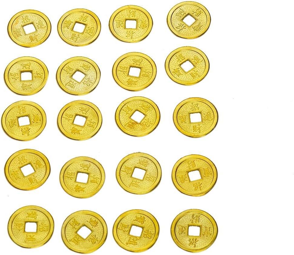 Fengshuisale 20pcs Chinese Fortune Coins Feng Shui Golden Double Dragon Coin W Gift Bag W1769