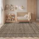 GarveeHome Scalloped Living Room Rug 5x7 Area Rug Washable Area Rug for Bedroom Modern Traditional Kids Rug Non Slip Throw Rugs Soft Low Pile Stain Resistant Carpet for Dining Room 5 ft x7 ft Taupe