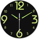XFM Glow in The Dark Clock 16 Inch Modern Silent Non Ticking Luminous Wall Clocks Battery Operated Night Light Wooden Wall Clock for Living Room Kitchen Bedroom