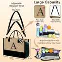 YOOLIFE Mothers Day Gifts - Initial Jute Tote Bag & 2 Makeup Bags Personalized Gifts for Women Teacher Mom Friend Birthday