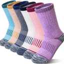 Eocom Kids Merino Wool Hiking Socks Toddlers Boys Girls Thermal Warm Winter Cushion Moisture Wicking Boot Crew Socks 6 Pairs, 4-7 Years